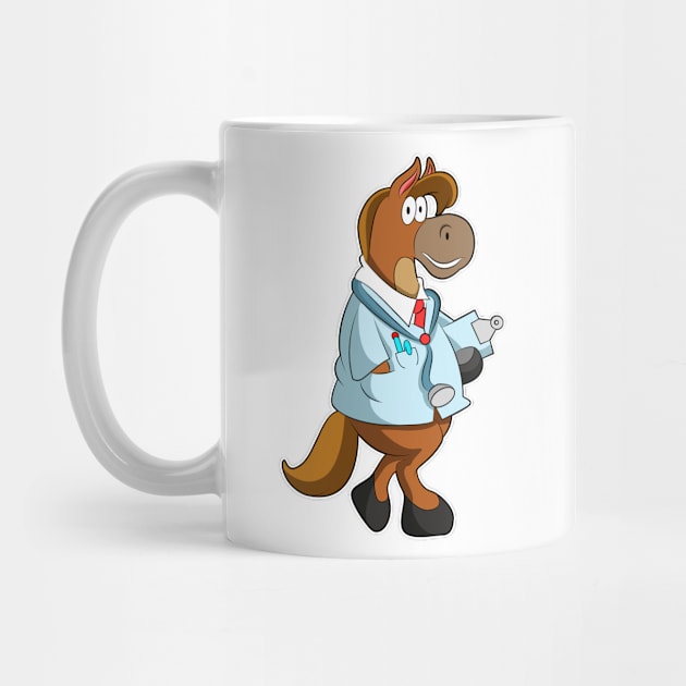 Horse as Doctor with Stethoscope & Smock by Markus Schnabel